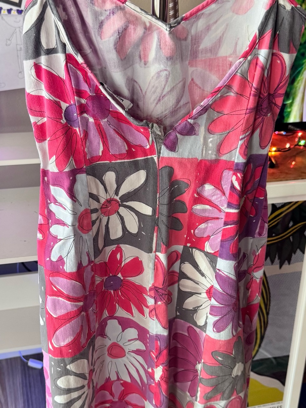 Moschino Pink, Purple & Gray Floral Slip Dress - Picture 8 of 8